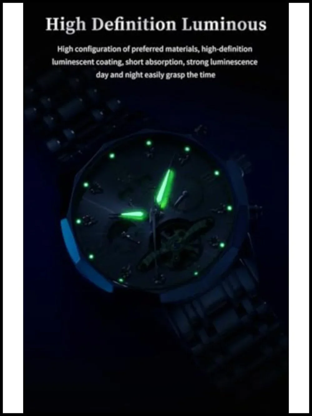 Men's Automatic Skeleton Watch Stainless Steel Sapphire Crystal